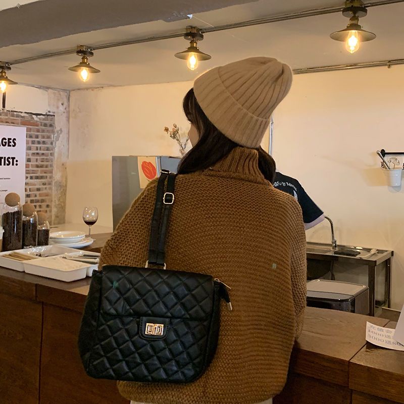 Ba Lô Đeo Vai Một Bên Vai Thiết Kế Kim Cương Phong Cách Preppy Phong Cách Mới