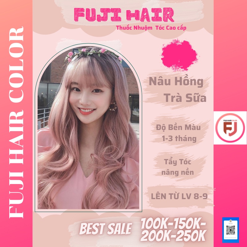 Thuốc nhuộm tóc NÂU HỒNG TRÀ SỮA  Kèm Tẩy | Fujihaircolor