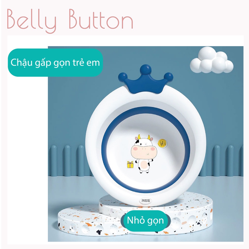 Chậu rửa mặt gấp gọn BellyButton cho bé chất liệu silicon màu sắc đáng yêu sử dụng tiện lợi khi tắm cho trẻ em