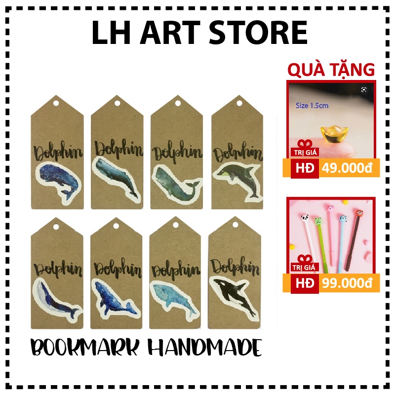 Set 8 cái bookmark handmade đánh dấu sách, bullet journal, nhật ký - CHỦ ĐỀ DOLPHIN