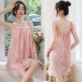 Váy ngủ sexy ren xuyên thấu kèm quần lọt khe đầm ngủ nữ công chúa voan siêu mỏng gợi cảm 5174