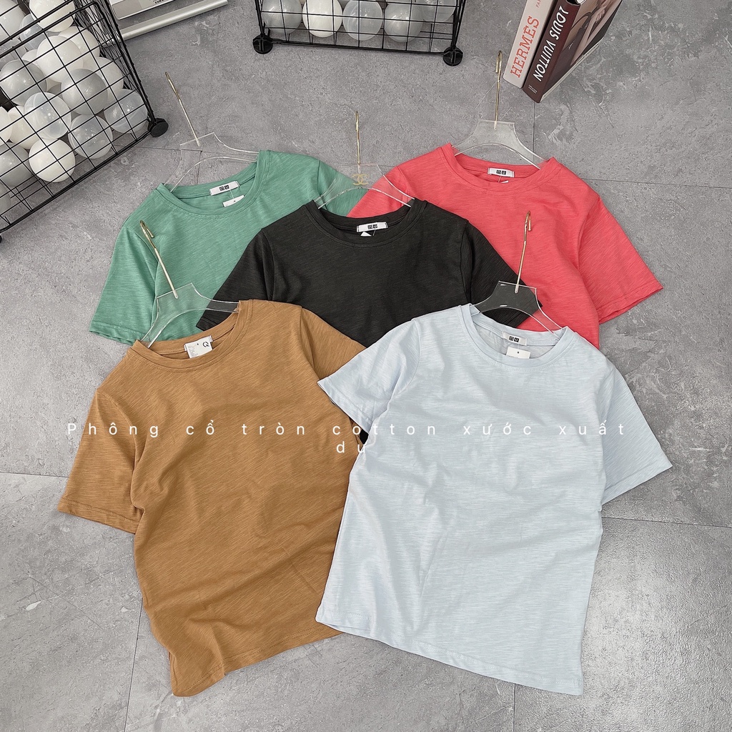 ÁO PHÔNG NỮ CHẤT COTTON XƯỚC NỮ CỔ TRÒN SIÊU ĐẸP - A113