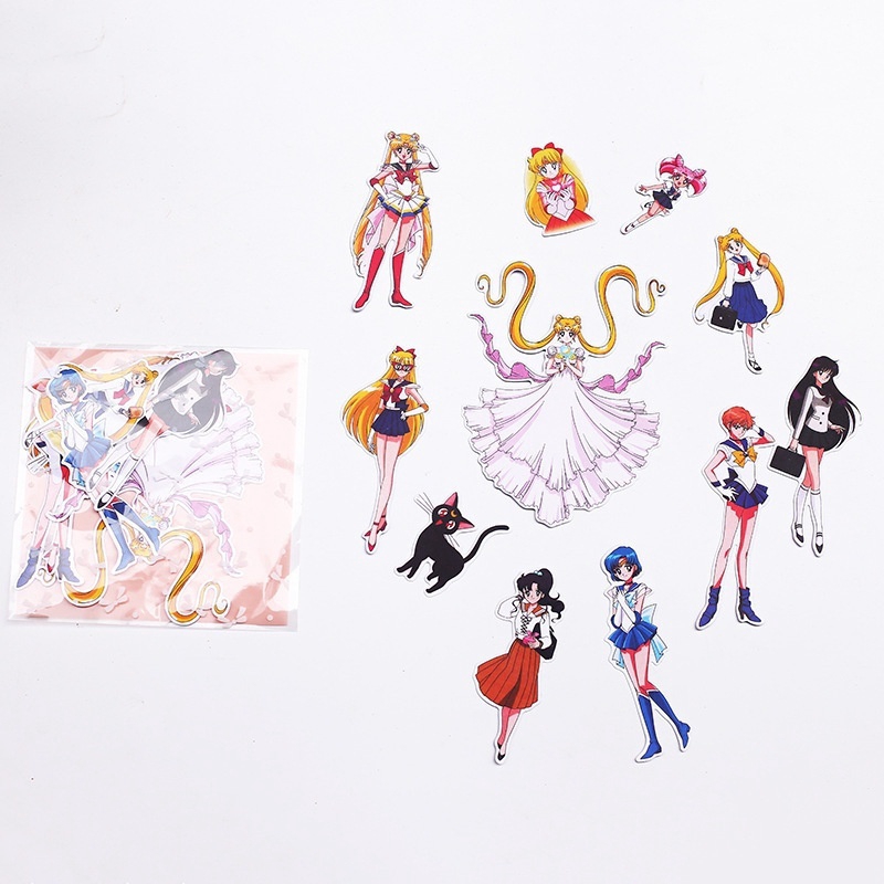 Bộ 10 stickers hình các nhân vật trong phim Thủy Thủ Mặt Trăng