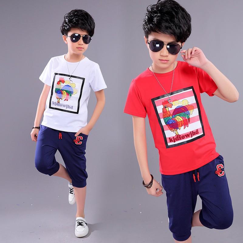 Ready Stock Bộ quần áo cho bé trai ngắn tayd Áo nỉ / Áo len + quần Set trang phục Sport Suit
