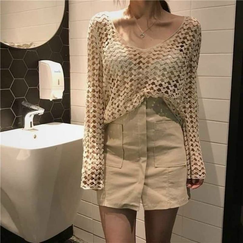 Áo ren móc trái tim hàng QC