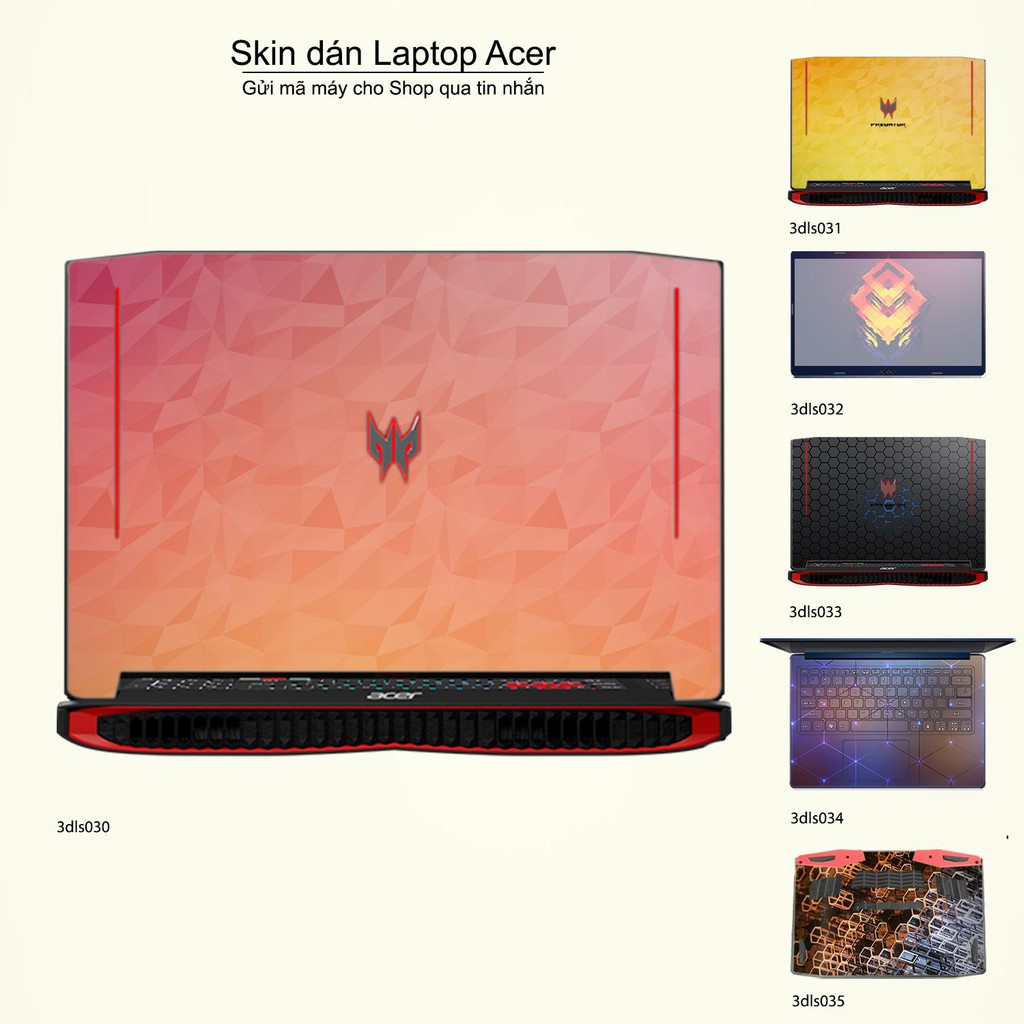 Skin dán Laptop Acer in hình 3D Color (inbox mã máy cho Shop)