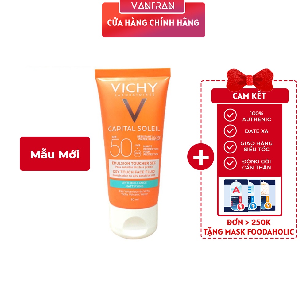 [Có Tem Phụ ] Kem chống nắng Vichy không nhờn rít SPF 50 UVA +UVB Capital Soleil Mattifying Dry Touch Face Fluid 5