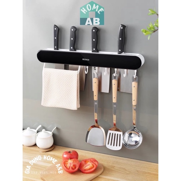 Kệ Cắm Dao Kéo ECOCO Kèm Giá Đựng Đũa Thìa Kèm Móc Treo Khăn Tiện Lợi, Kệ Dán Tường Cài Dao Kéo 2028
