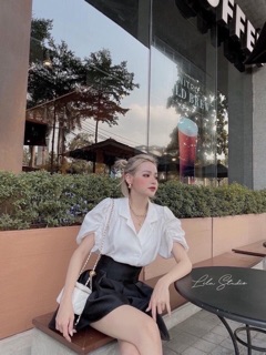 Sơ mi cổ vest tay bồng