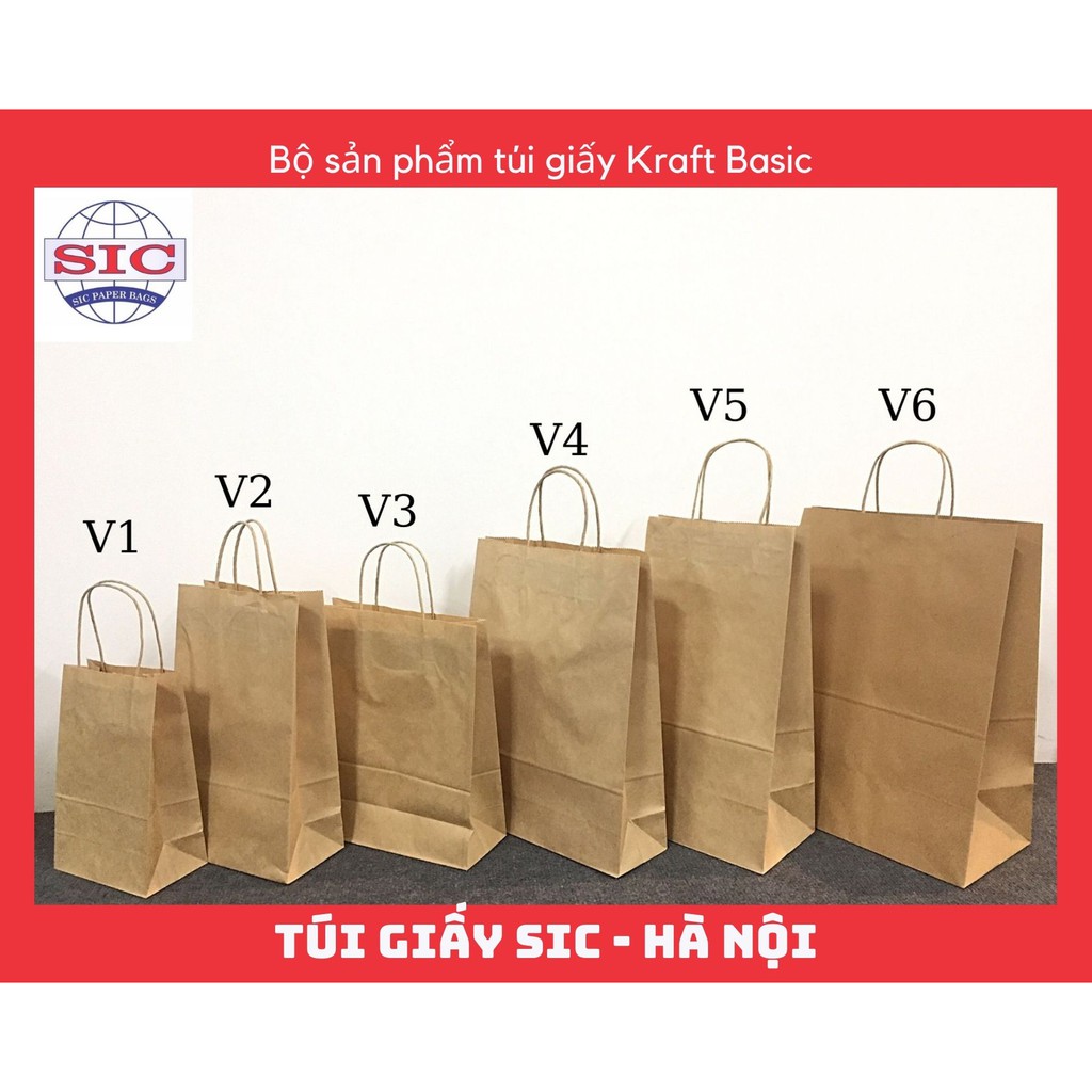 [SET 10 CHIẾC] TÚI GIẤY KRAFT V2: 19.5x10x33 CÓ QUAI ( ẢNH THẬT)