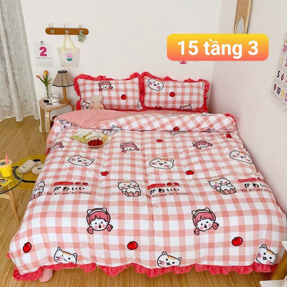 ( Hàng chuẩn loại 1 ) Bộ chăn ga gối nỉ nhung tuyết mịn cao cấp 5D nhiều màu( chát chọn mẫu)