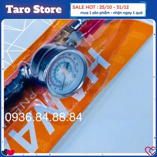 Tay bơm lốp xe tải💥FREESHIP💥ống bơm lốp xoáy ti van có đồng hồ xịn