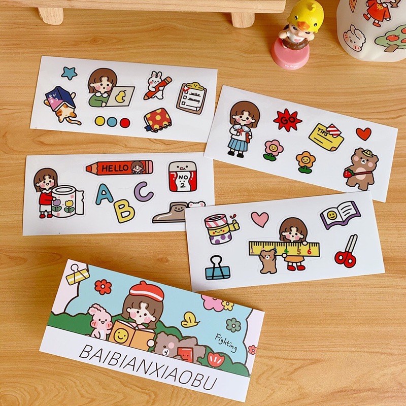 Set 4 miếng sticker trang trí bàn học, bàn làm việc