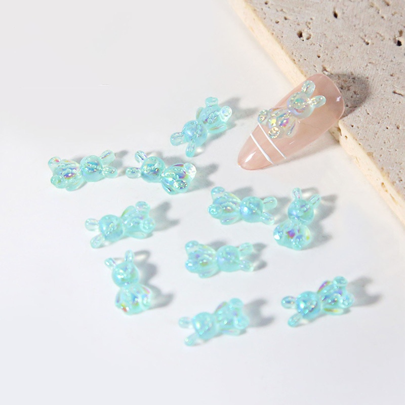 Bộ 10 Miếng Dán Trang Trí Móng Tay Hình Thỏ 3d Xinh Xắn