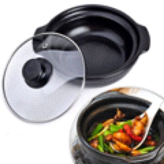 Nồi đất kho thịt-cá tráng men chịu nhiệt 2L (Đen)