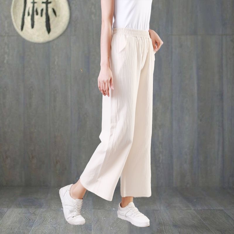 Quần Lửng Cotton Linen Ống Rộng Thời Trang Mùa Hè Cho Nữ 3xl 2021