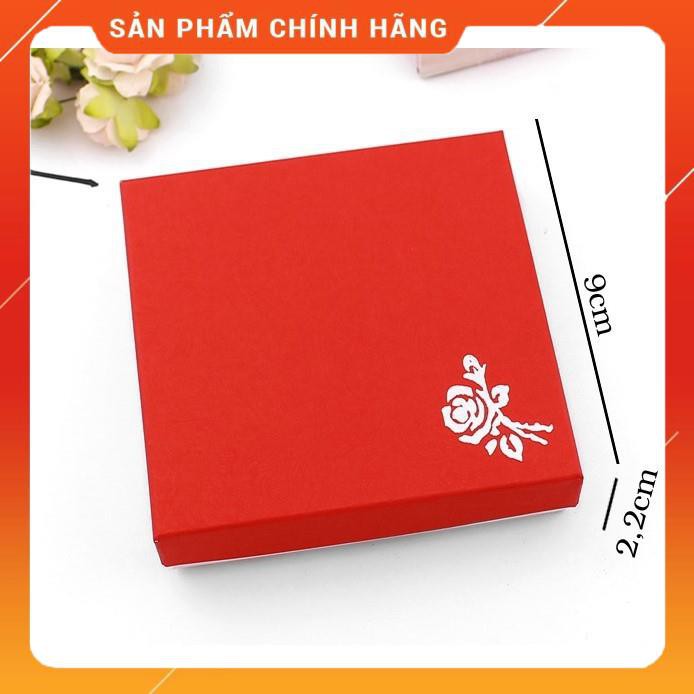 *giá tốt* (Giá sỉ) Hộp Vuông Đỏ Siêu Cứng Siêu Thơm đựng vòng trang sức in hình hoa hồng 9x9x2 cm - ĐQMP