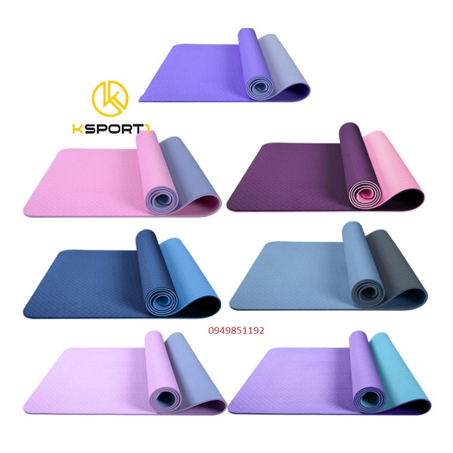 Thảm Tập Yoga , Tập Gym Chất Liệu TPE 6mm 2 Lớp Cao Cấp