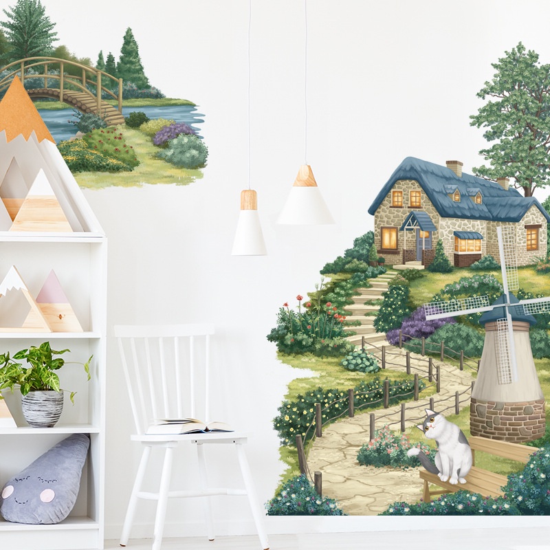 Decal dán tường giấy dán tường nhà bậc thang decor phòng ngủ phòng khách