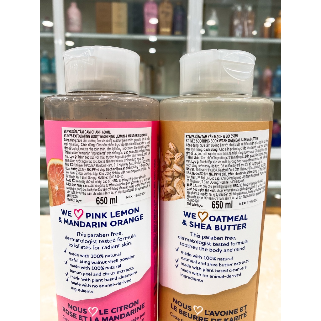 (USA - 650ml) SỮA TẮM ST.IVES BODY WASH TẨY TẾ BÀO CHẾT NHẬP KHẨU CHÍNH HÃNG