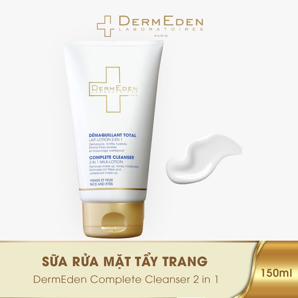 Tẩy trang dạng sữa làm sạch và dưỡng ẩm cao cấp DERMEDEN Complete Cleanser 150ml
