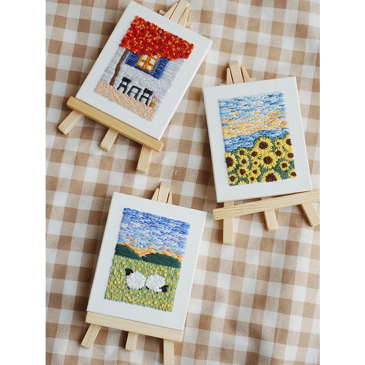 Tranh thêu sẵn mini 8x10cm xinh xắn trang trí phòng, làm quà tặng