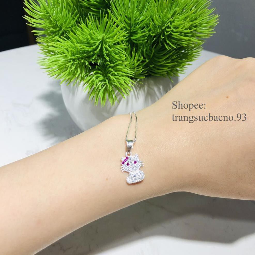 (BẠC CHUẨN)  DÂY CHUYỀN BẠC TA MẶT HELLO KITTY CHO BÉ GÁI VÒNG CỔ XINH TRẺ EM TRANG SỨC NO.93