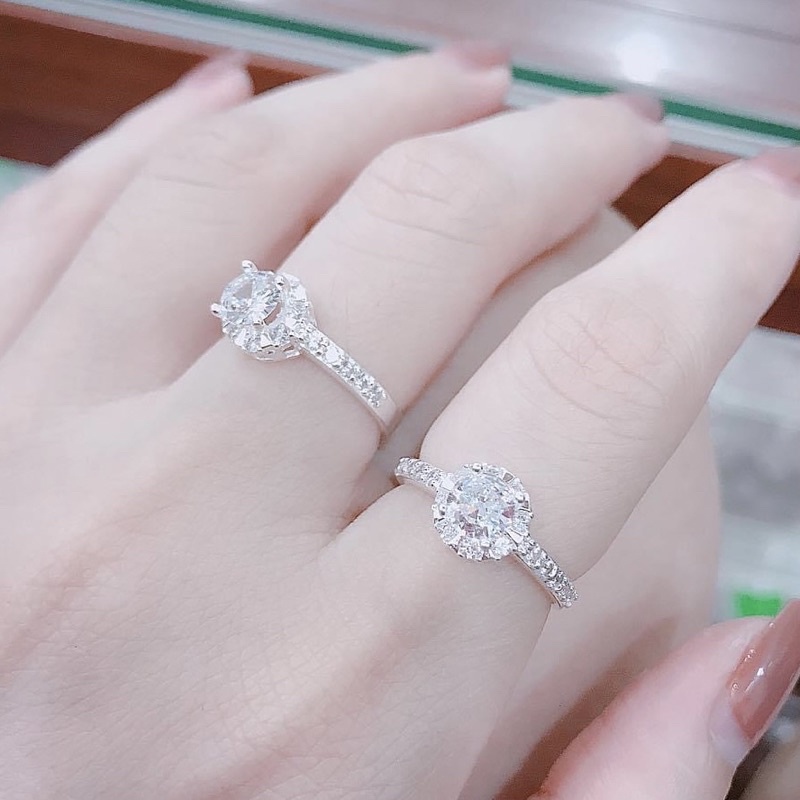 Nhẫn nữ bạc ta , nhẫn đính đá lấp lánh , tặng kèm hộp đựng - Vàng Bạc Khải Khải