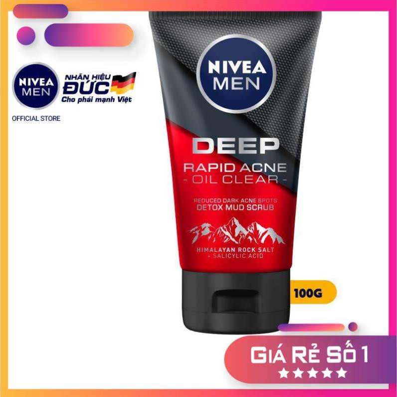 Sữa rửa mặt NIVEA MEN Deep Rapid Acne Oil Clear (100g)