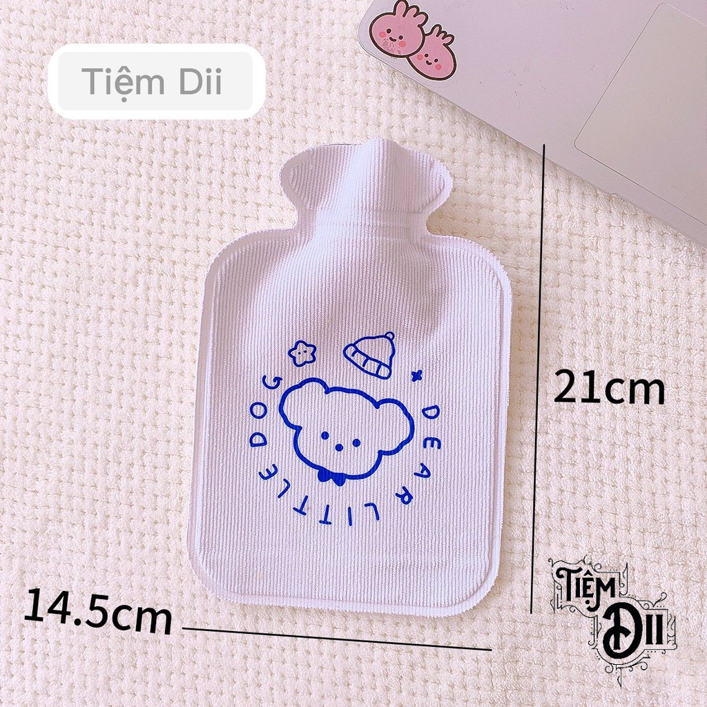 [500ml] Túi Chườm Nóng Lạnh Vỏ Nhung Màu Trắng Tặng Bạn Gái Ngày Dâu Túi Giữ Nhiệt Đổ Nước Dễ Sử Dụng