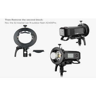 Gá đèn flash Godox S2 V1, AD400pro, AD200 pro