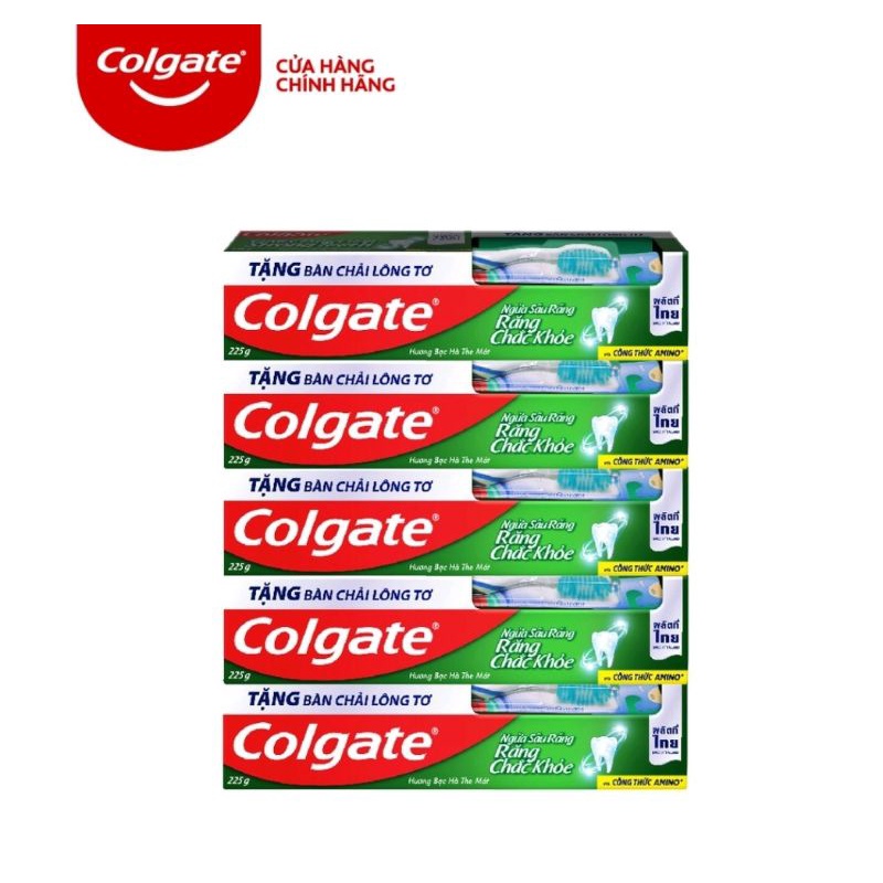 Kem đánh răng Colgate 225g ngừa sâu răng chắc khỏe, tặng bàn chải lông tơ giá không đổi