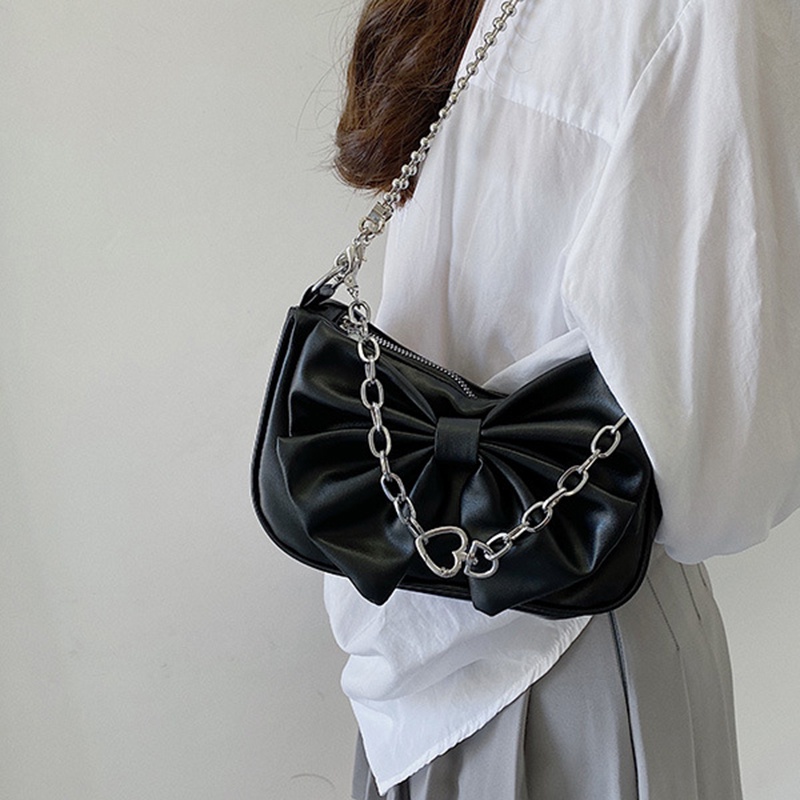 Túi IELGY đeo chéo chuỗi xích đính nơ trái tim cho nữ