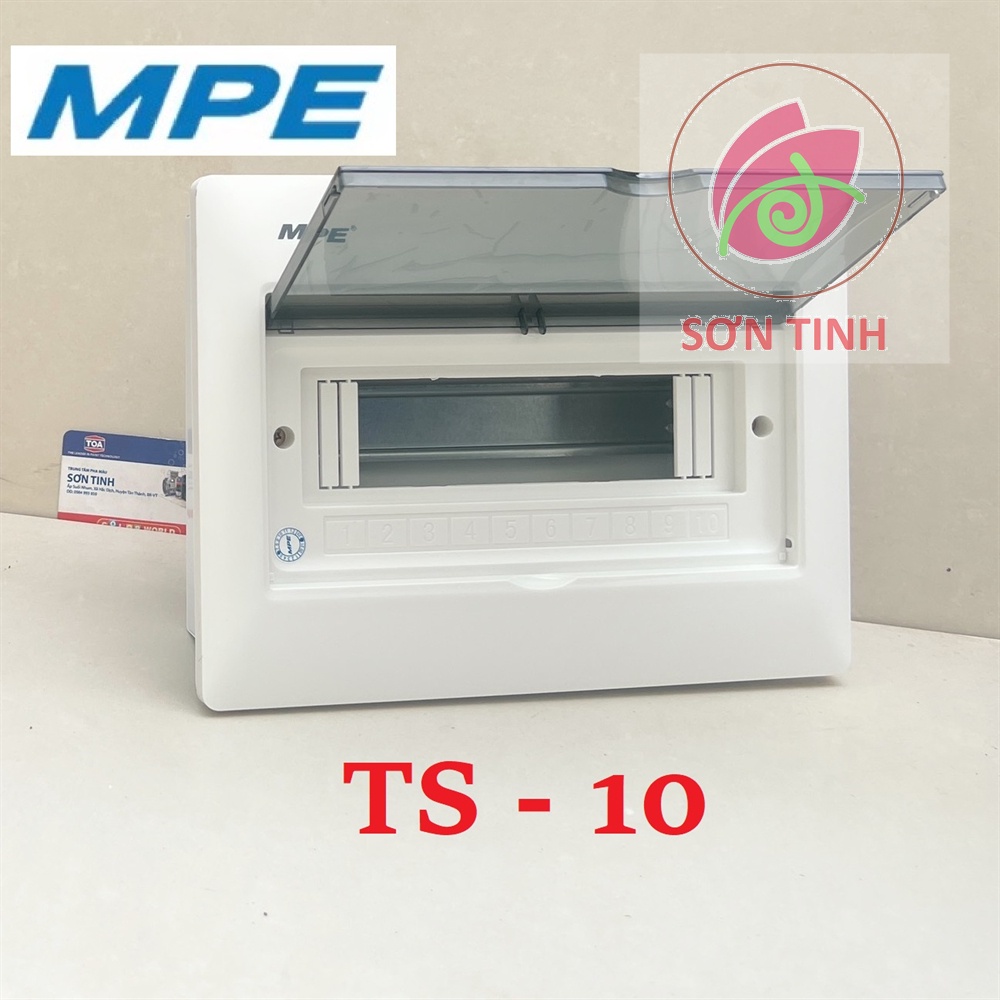 Tủ điện âm tường TS-10 MPE 7-10 cực, mặt nhựa - thân thép