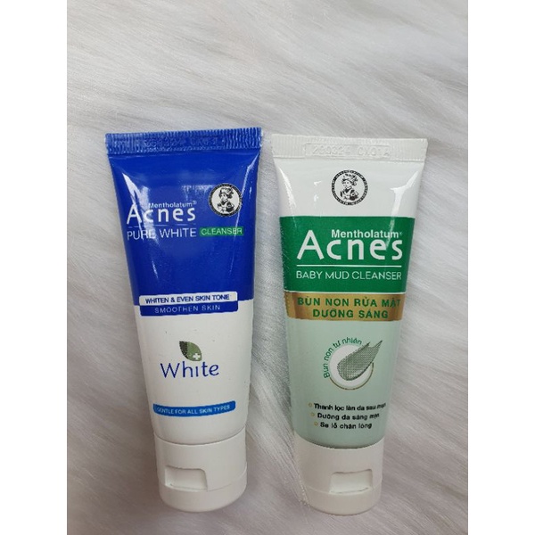 Sữa rửa mặt Acnes pure white dưỡng trắng/ bùn non/ gentle 25gram