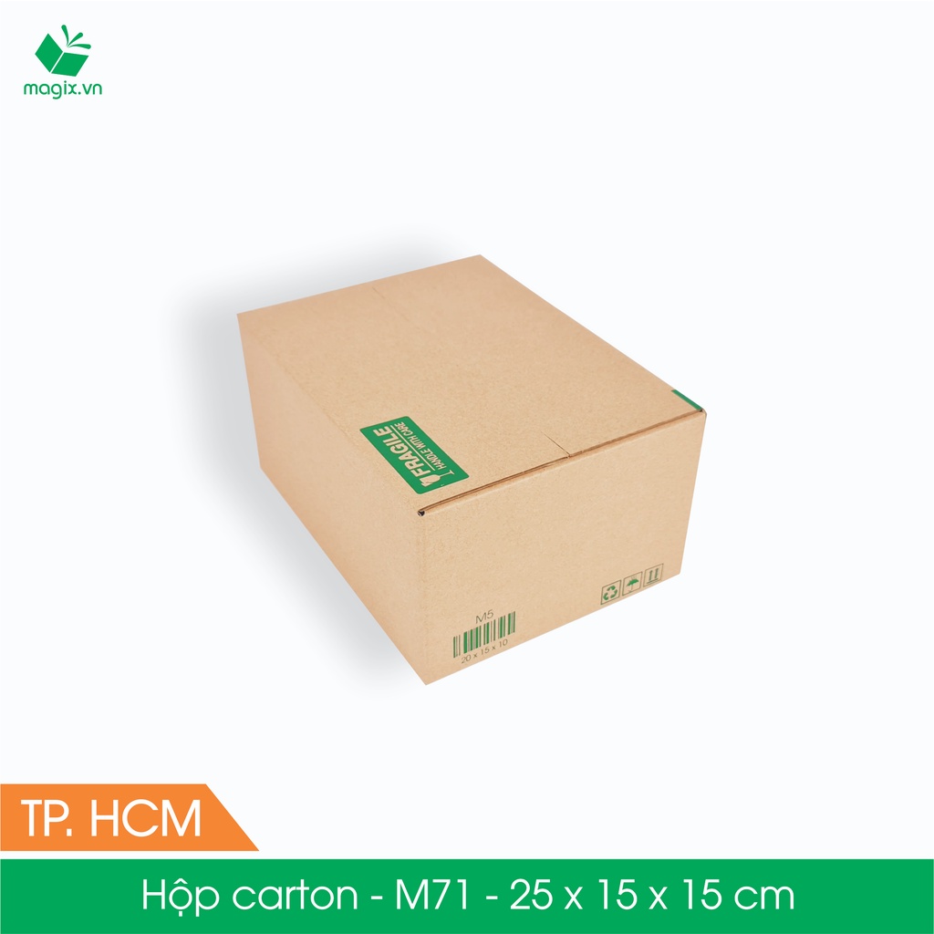 M71 - 25x15x15 cm - 100 Thùng hộp carton + tặng 50 decal HÀNG DỄ VỠ