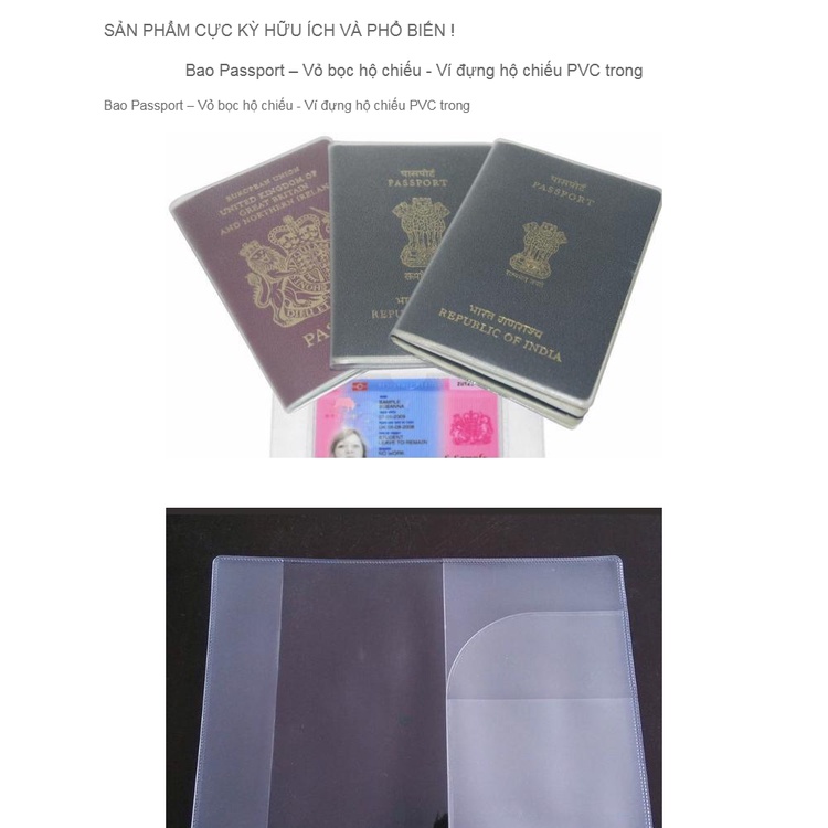 Vỏ Bọc Hộ Chiếu - Bao Đựng Passport Chống Hư Hại Thấm Nước