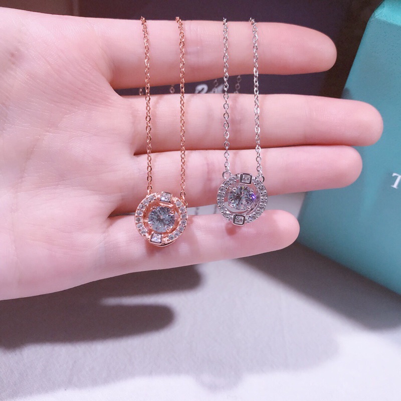 Swarovski Dây Chuyền Mạ Bạc 925 Mặt Trái Tim Xinh Xắn Cho Nữ