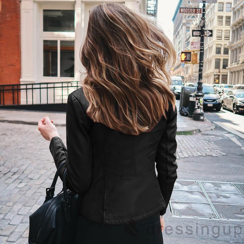 Áo Nữ Da Pu Cổ Đứng Có Dây Kéo