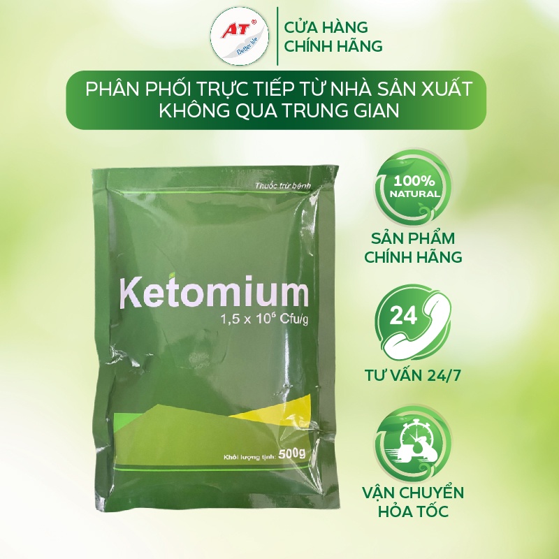Chế phẩm trừ bệnh sinh học AT phòng trừ thối rễ, thán thư, sương mai tăng sức đề kháng - AT Ketomium 500g