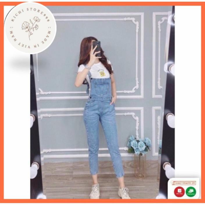 Quần Yếm Dài thiết kế Kichistore , Yếm Jean ống suông chất vải cao cấp nữ MY111 xịn