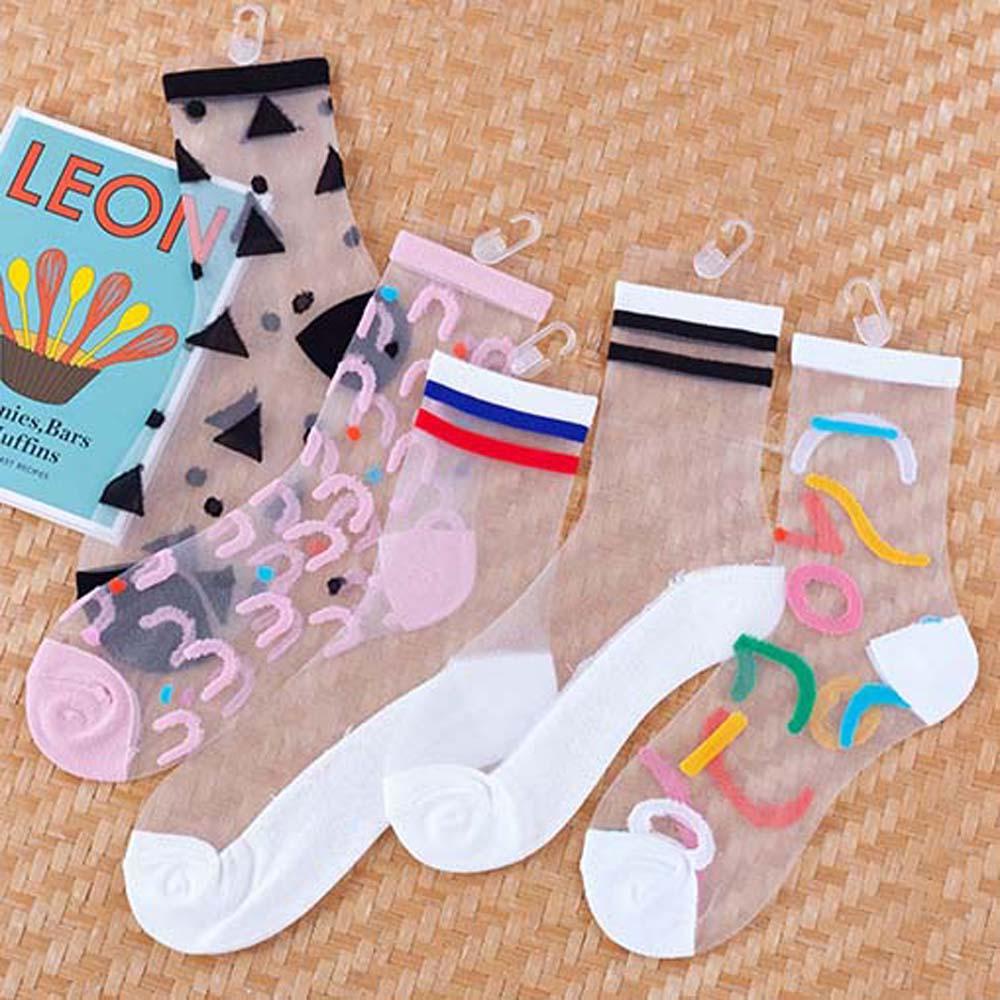 Đôi Vớ Họa Tiết Hình Học Bằng Nylon Màu Đen Thời Trang Mùa Hè Cho Nữ