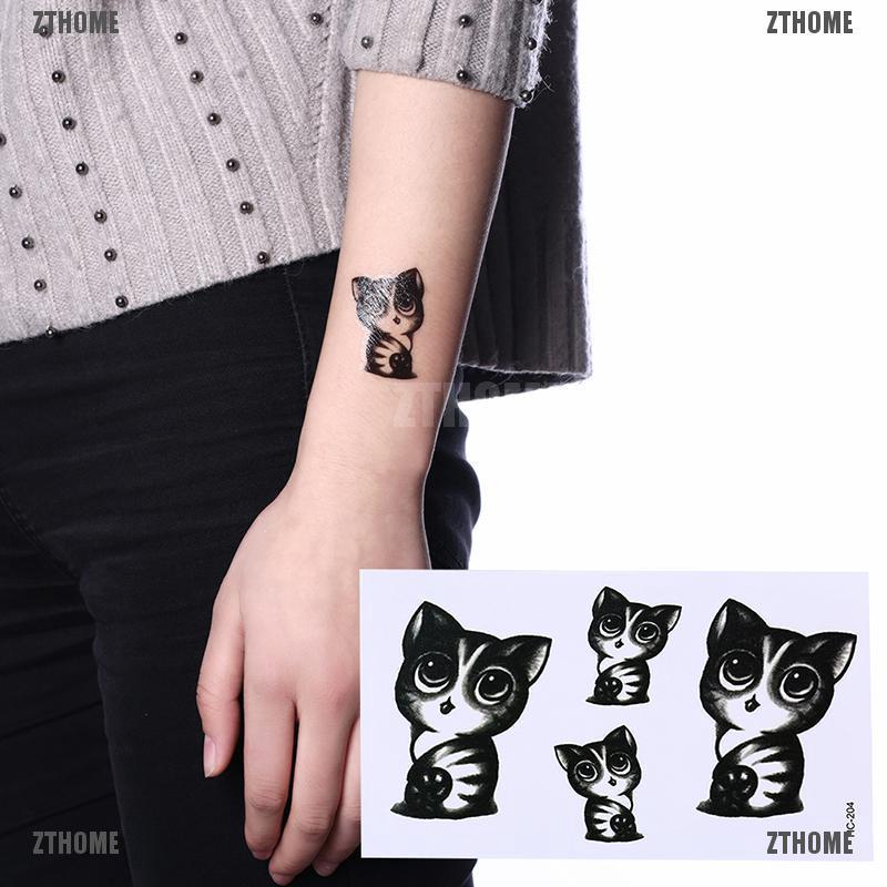 Hình xăm dán chống nước hình mèo dễ thương