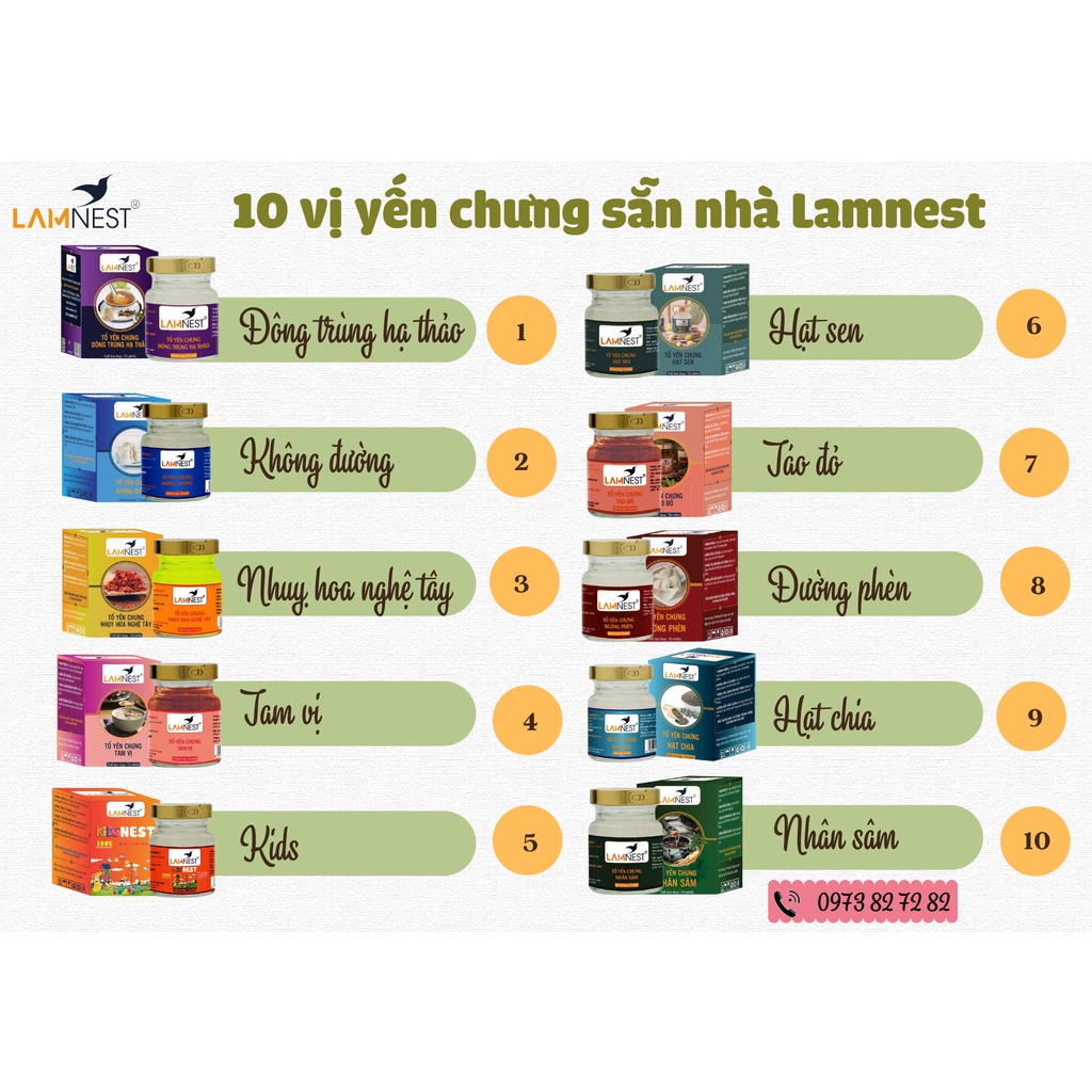 Combo 60 hũ Yến chưng sẵn 30% yến Lamnest -Không hộp quà - yensaocaocaplamnest