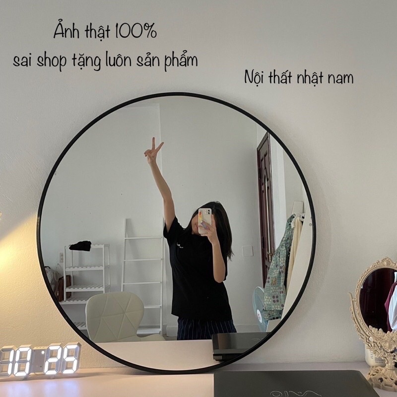 Gương nhà tắm khung thép💥𝗛𝗮̀𝗻𝗴 𝗖𝗼́ 𝗦𝗮̆̃𝗻💥, Gương treo tường tròn D50cm D60cm