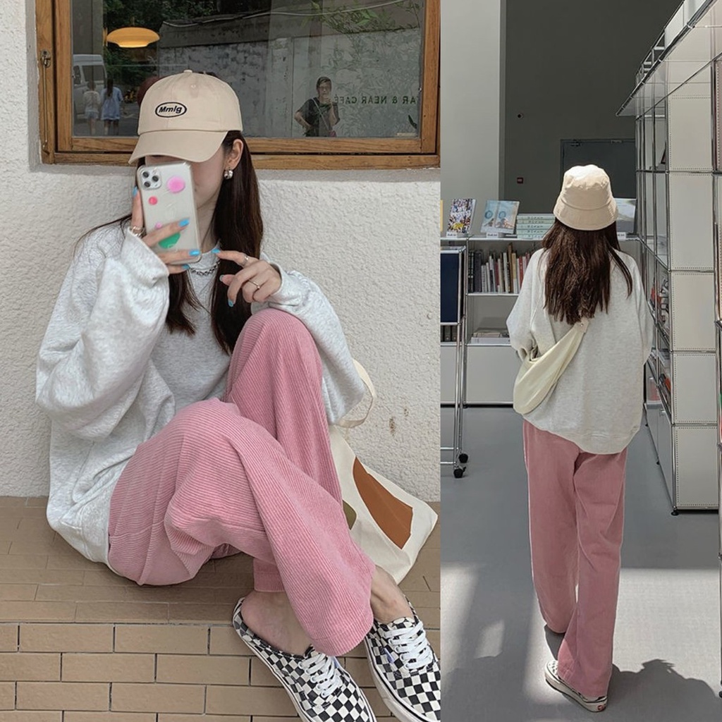 Quần nhung ống rộng thiết kế mới năng động thời trang dành cho nữ