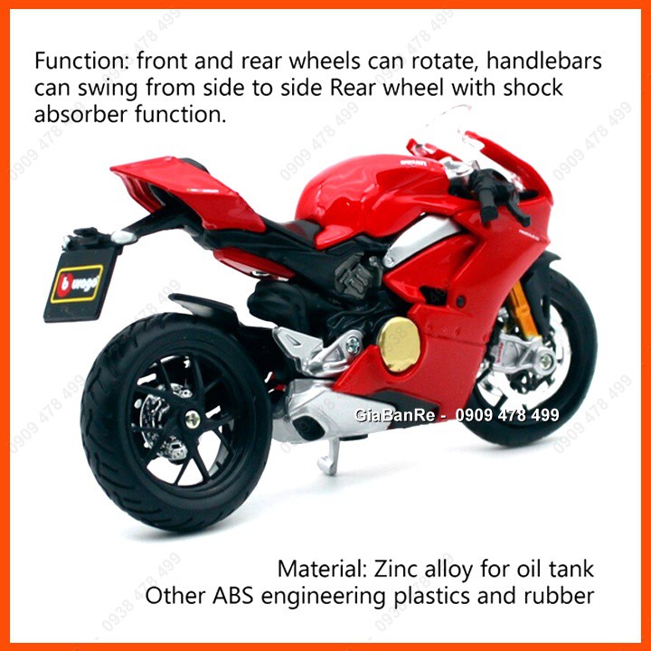 XE MÔ HÌNH TỈ LỆ 1:18 - MOTO DUCATI PANIGALE V4 - BBURAGO - 8788