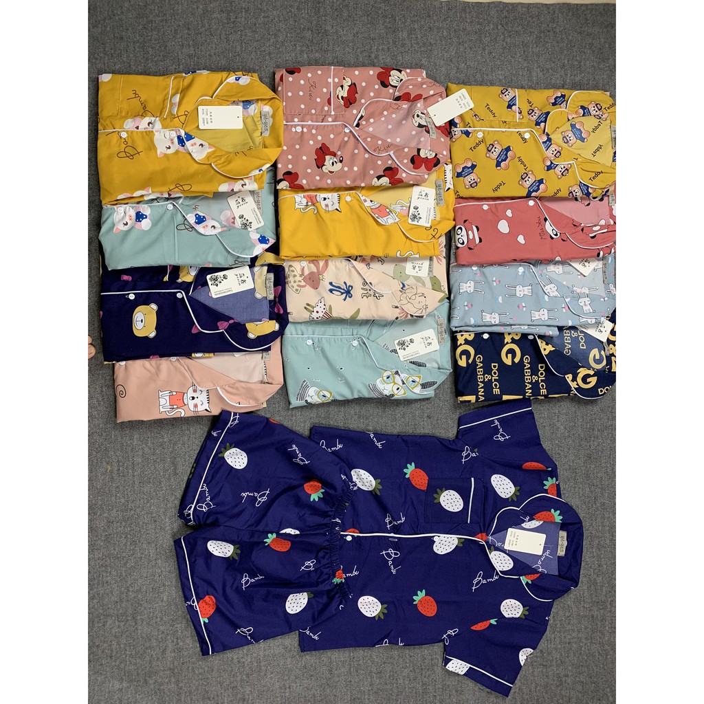 Bộ Đồ Ngủ Pijama Quần Cộc, Áo Cộc Vải Kate Mềm, Họa Tiết Dễ Thương - Shop Econobi