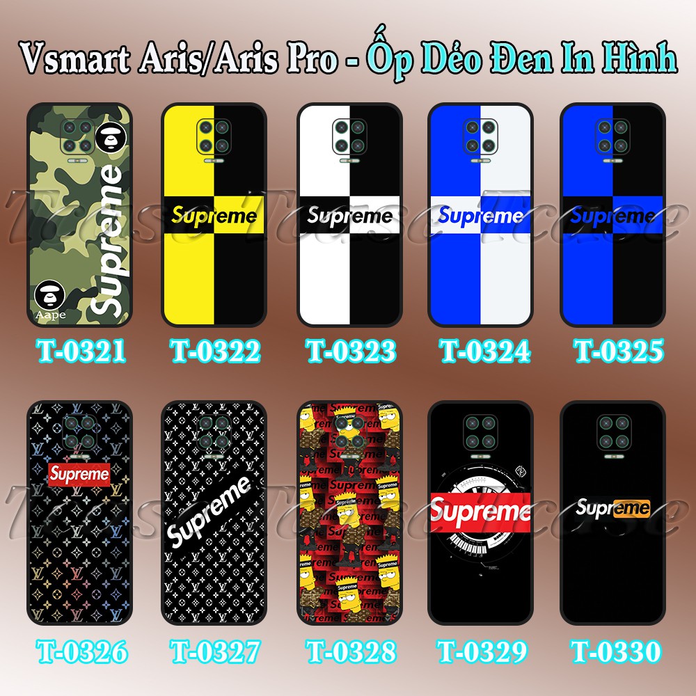 Ốp lưng Vsmart Aris/ Aris Pro dẻo đen hình Supreme