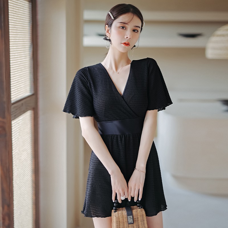 Đen Bộ Đồ Bơi Cổ Chữ V + Quần + Áo Trễ Vai Dáng Ôm Thời Trang Quyến Rũ Cho Nữ | BigBuy360 - bigbuy360.vn
